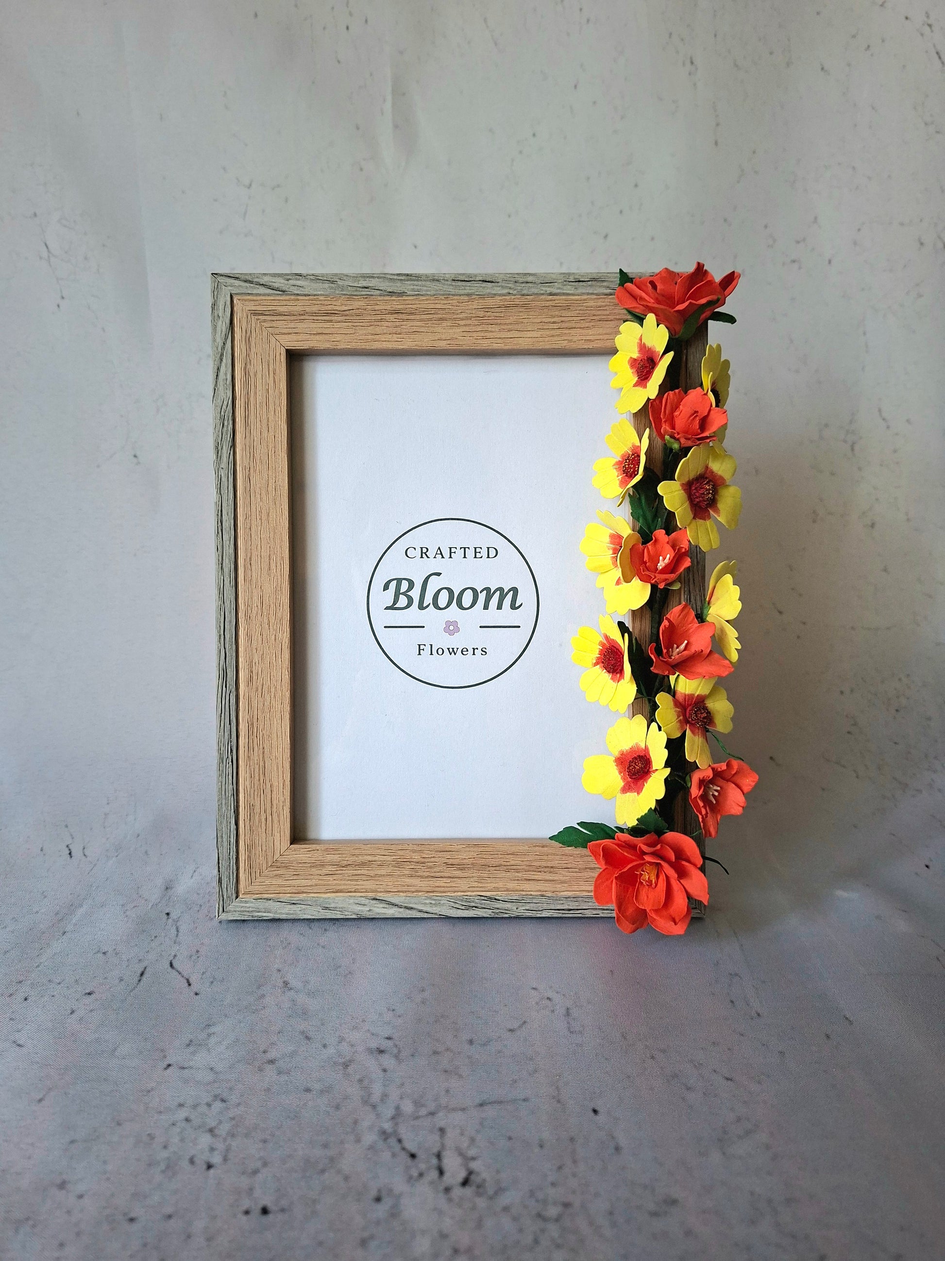 Luxury handmade floral picture frame with realistic foamiran flowers, perfect for gifts and home decoration