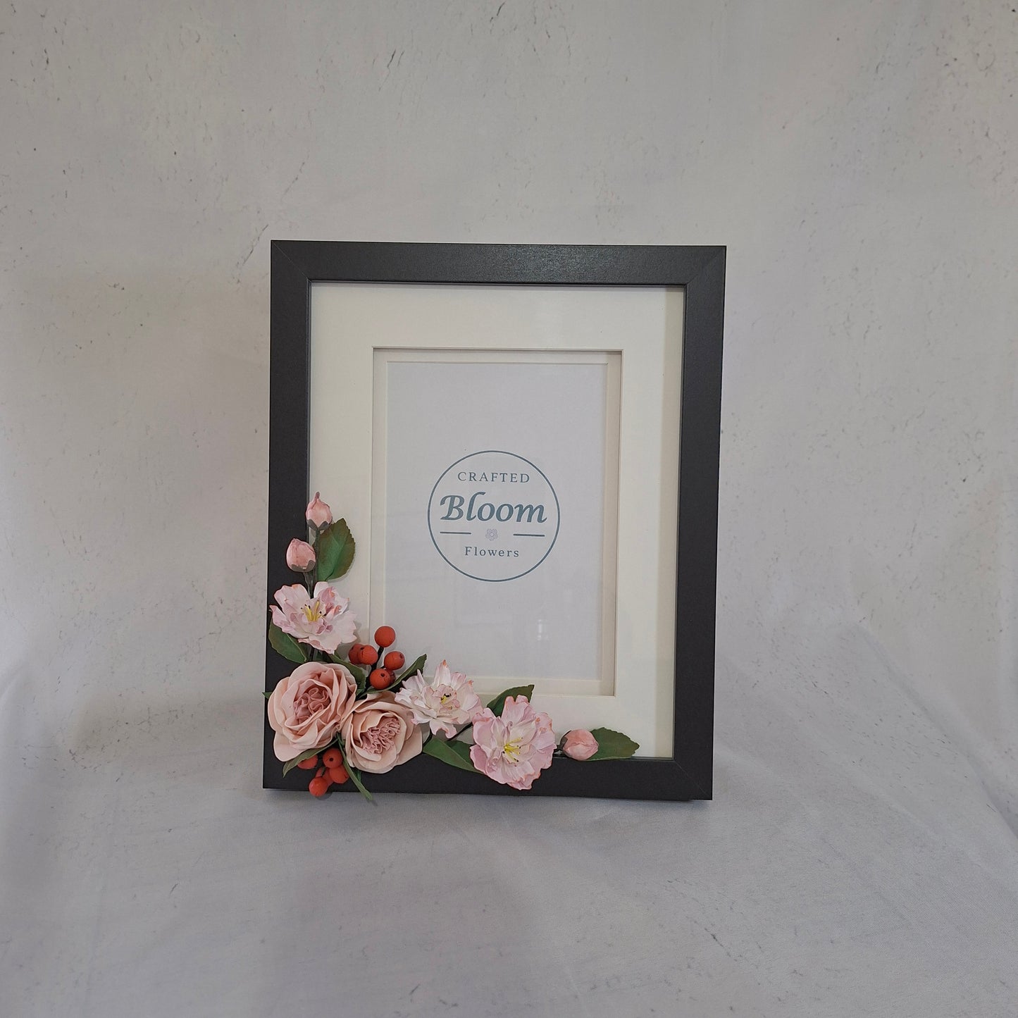 handmade pink floral photo frame decorated with artificial and handmade flowers for kids, or special moments and elegant home decor