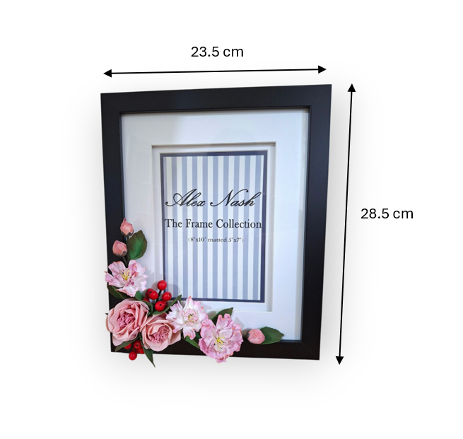 Handcrafted floral picture frame with pink roses