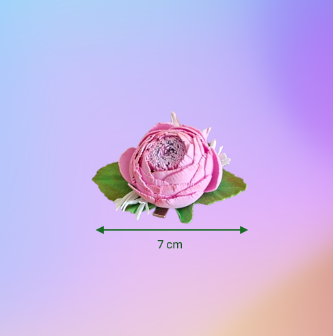 handmade pink peony foamiran hair clip with green leaves and secure metal clip elegant floral hair accessory for women and girls