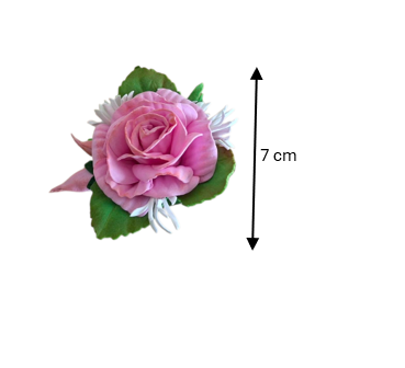 handmade pink rose foamiran hair clip with green leaves and secure metal clip elegant floral hair accessory for women and girls