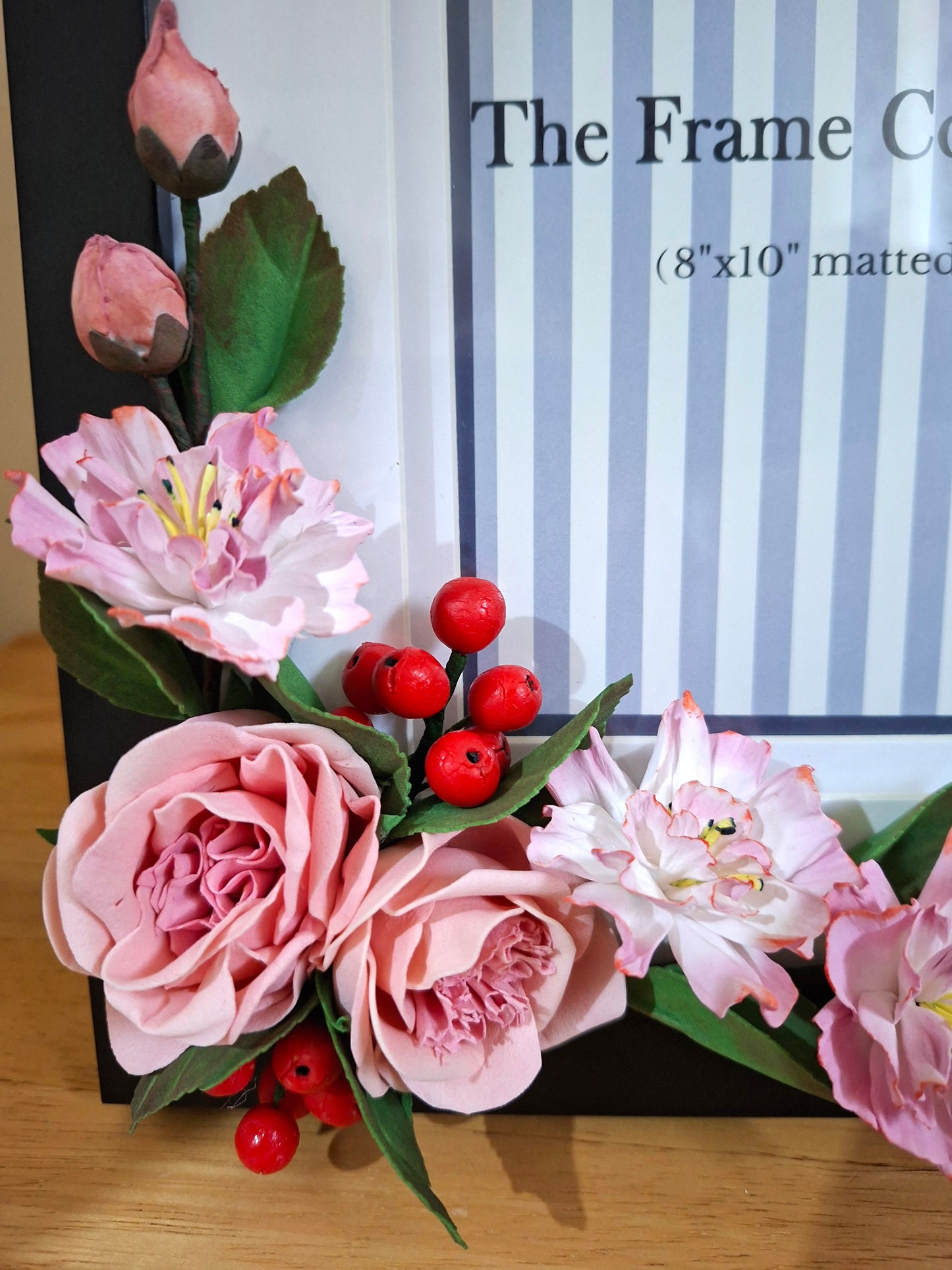 pink floral table & wall photo frame handmade decoration