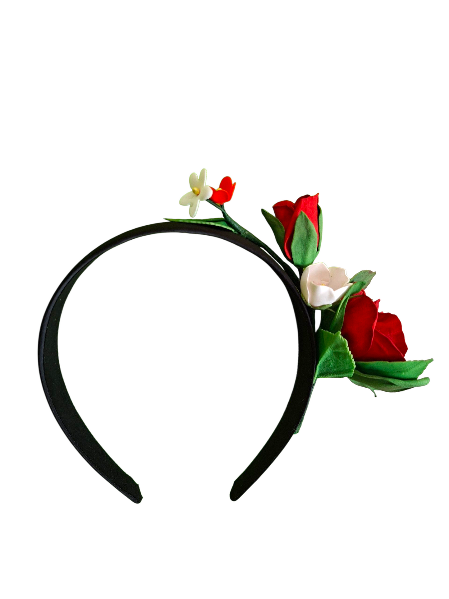 handmade red rose floral headband hair accessory