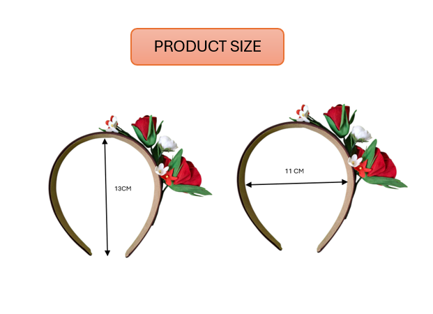 handmade foamiran flower floral headband for women and girls with red rose flowers lightweight elegant hair accessory