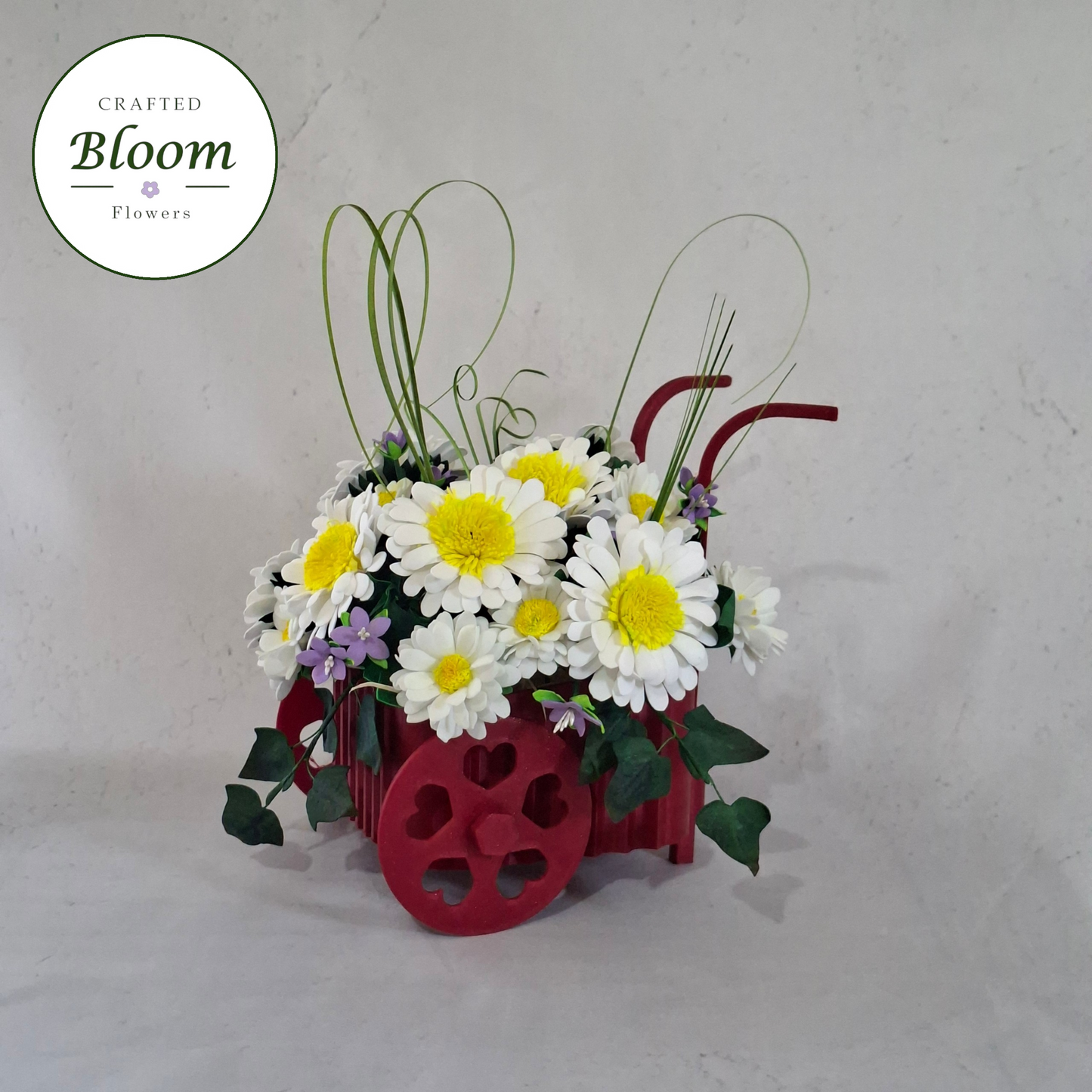 Handmade Daisies with 3D-Printed Heart Cart | Unique Home Décor & Gift, Ireland