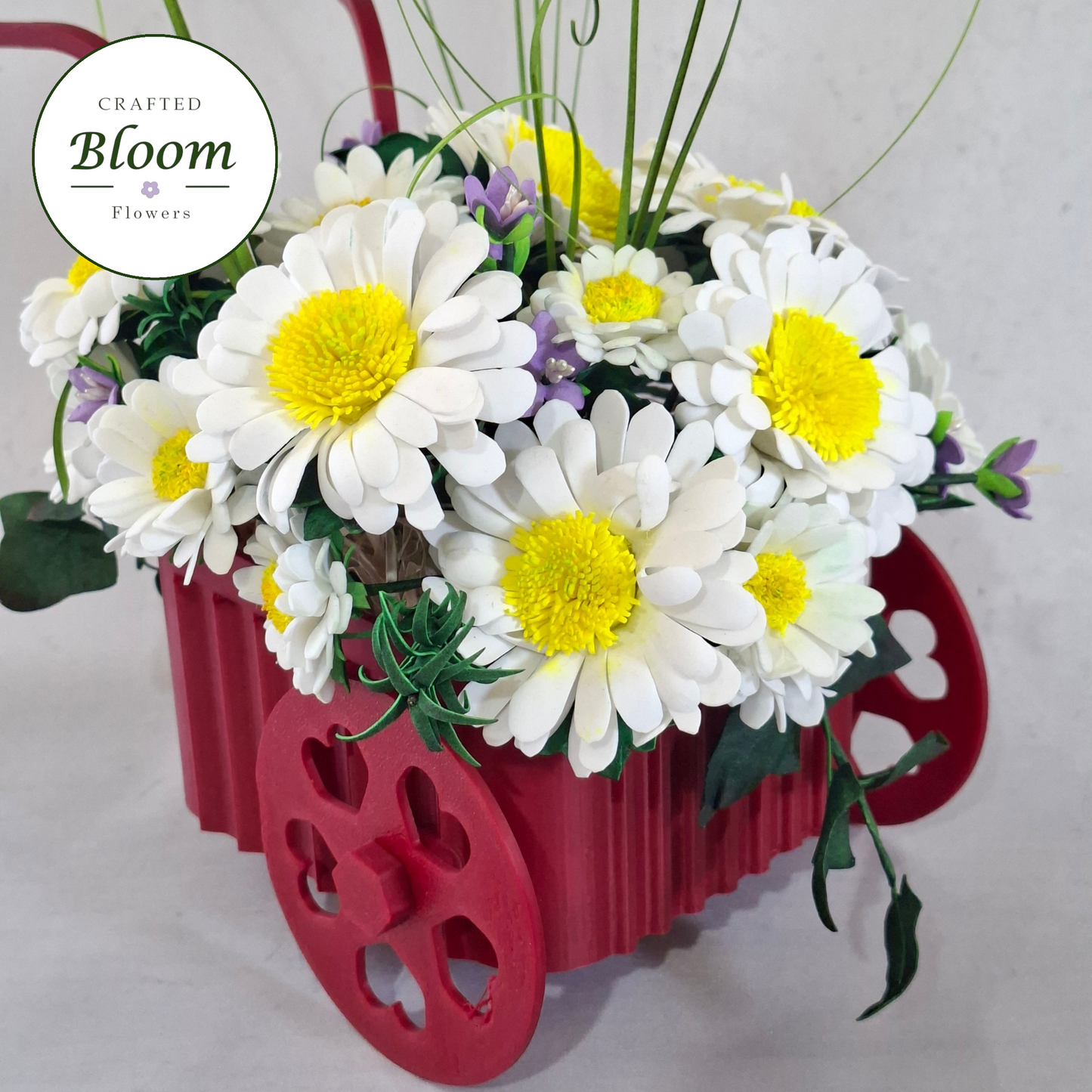 Handmade Daisies with 3D-Printed Heart Cart | Unique Home Décor & Gift, Ireland