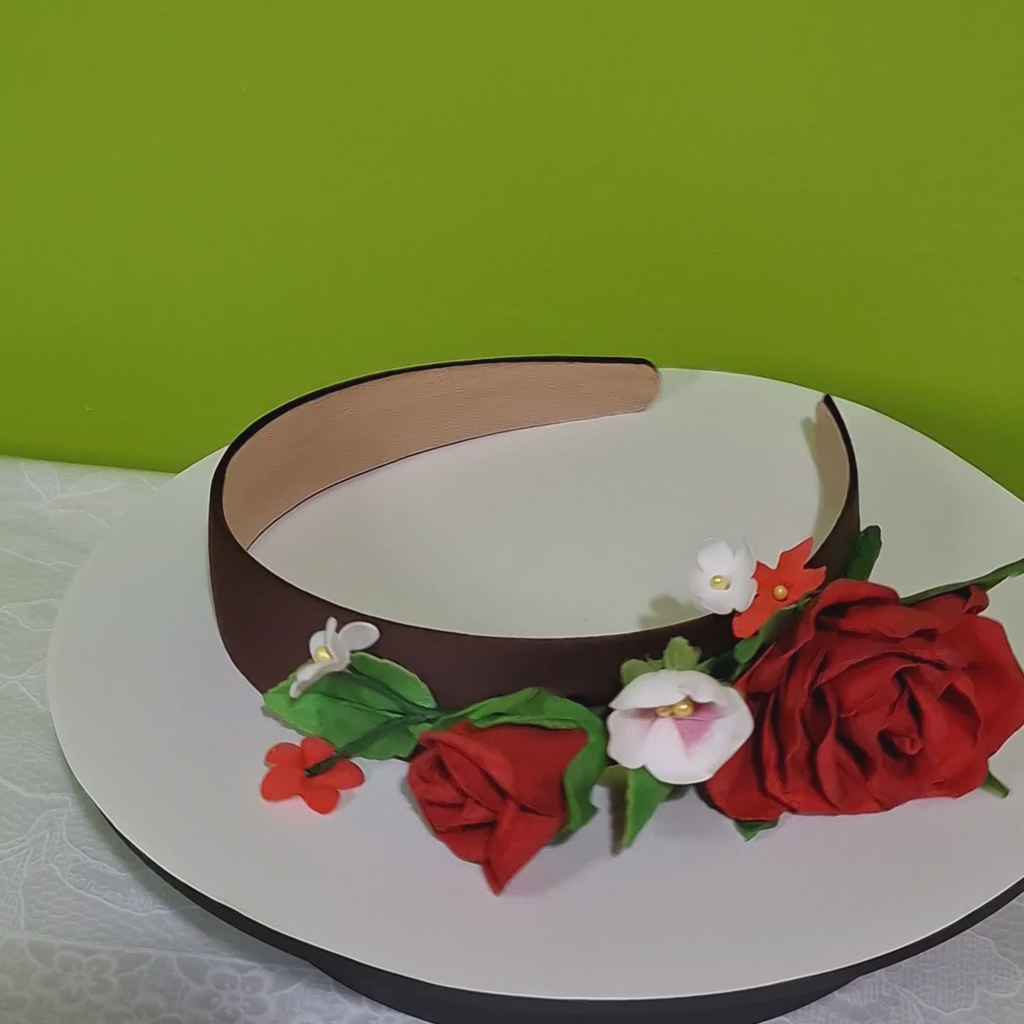 handmade foamiran flower floral headband for women and girls with red rose flowers lightweight elegant hair accessory