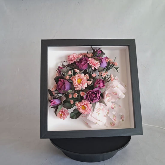 Handmade foamiran flower shadow box frame luxury gifts and elegant home decor